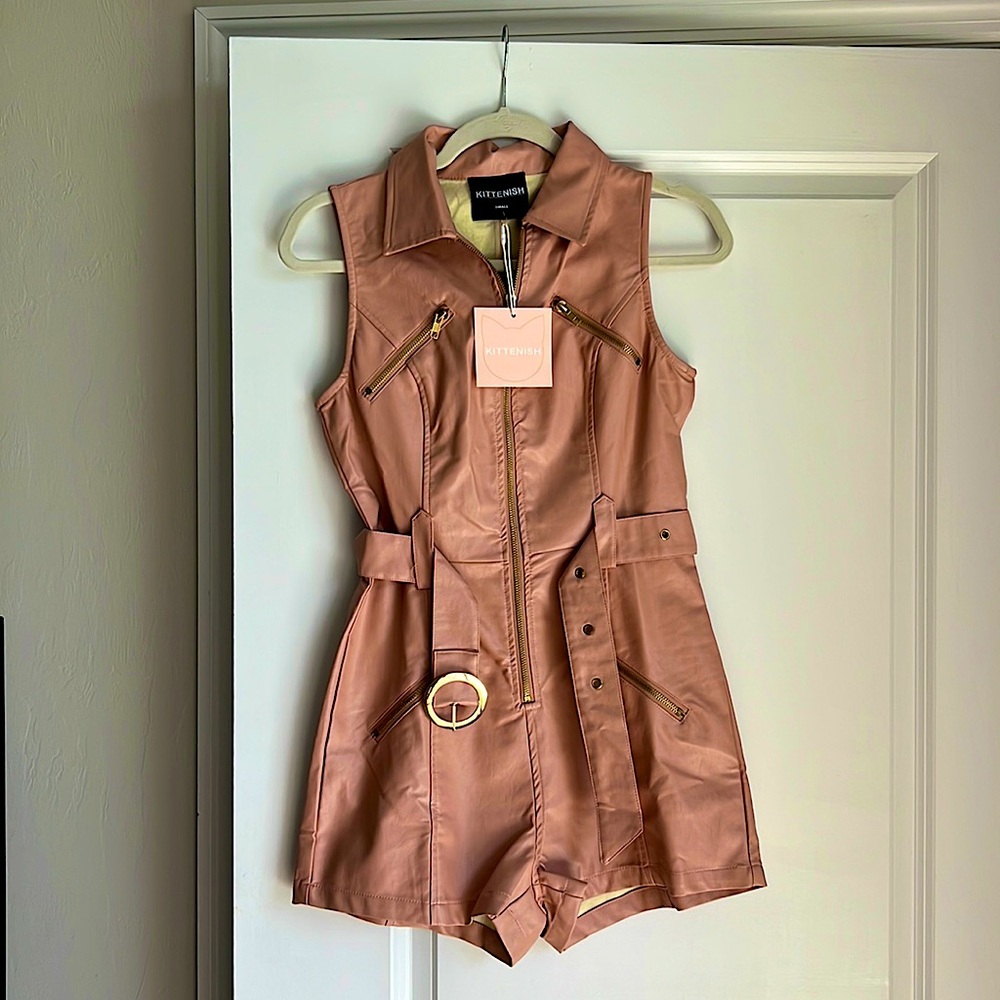 Kittenish Pink Leather Romper